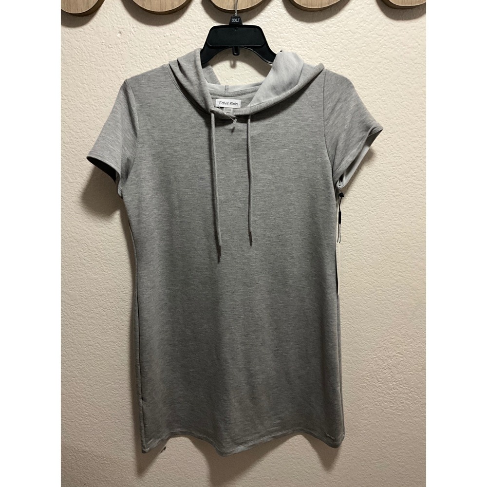 Calvin Klein Women‎ Gray Hooded Short Sleeve Tunic Dress Size L G